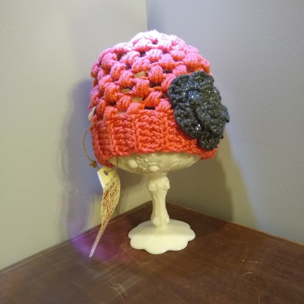 Light pink/salmon baby beanie cap/hat
